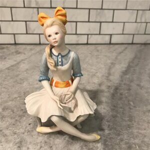 Vintage Cybis 1971 Bisque Porcelain Girl Pollyana Blue Dress Bow
